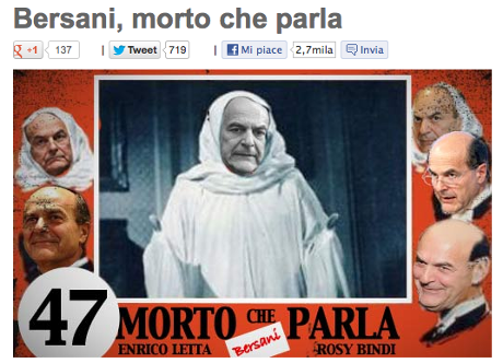 Ital election Bersani death shroud Grillo