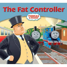 Fat Controller in front of trains